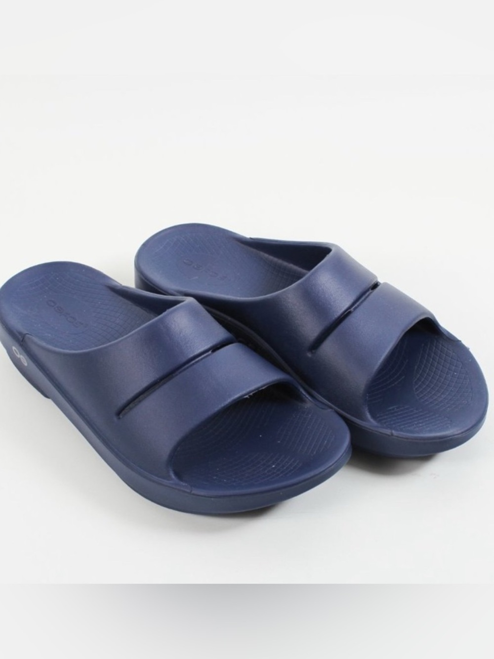 Authentic Gently Used OOFOS Slides - Size 10 - Navy Blue